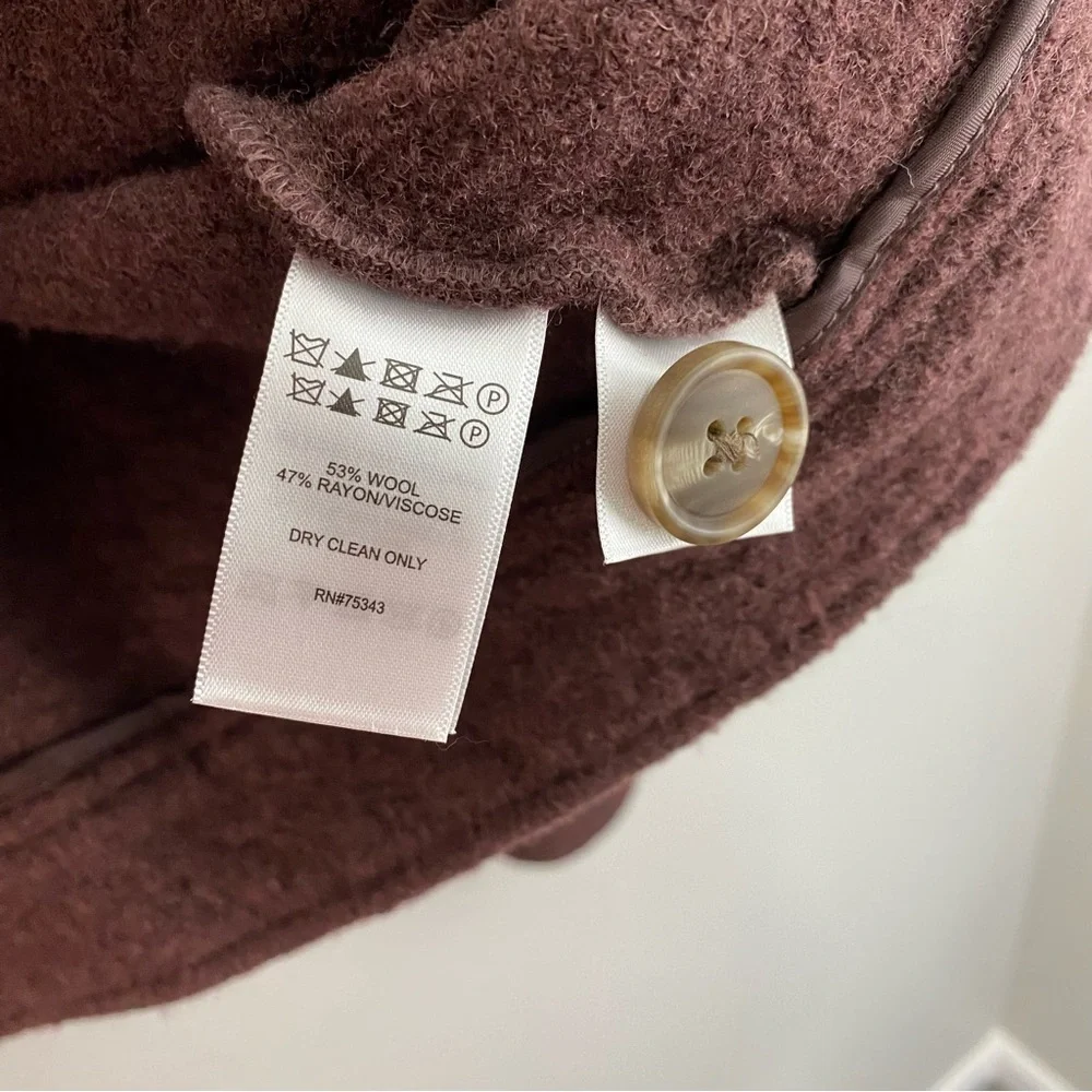 Joie‎ Boiled Wool Blend Cropper Unlined Muted Cranberry Button Down XL